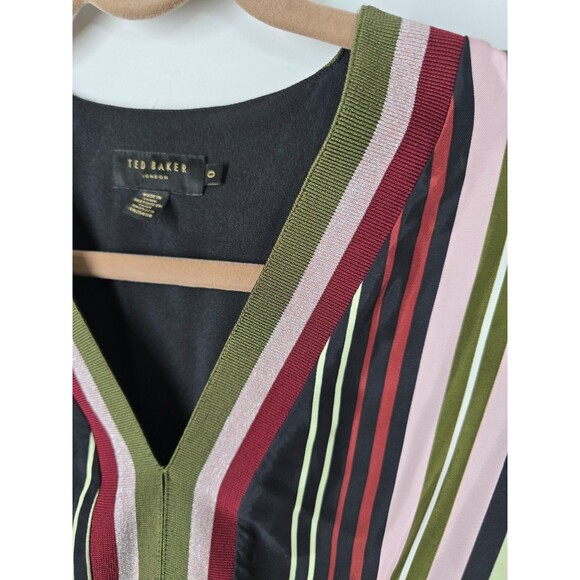 Ted Baker Safiiya Striped V-Neck Dress Fit & Flare TB 0 US 2 - Picture 6 of 10